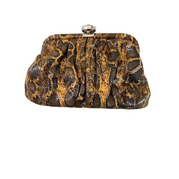 IRIS LANE ANIMAL PRINT LEATHER EMBELLISHED CLUTCH - Picture 2 of 6